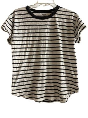 Madewell Striped Cotton T-Shirt Black White Size S